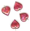 1 13x13x6mm Red with Foil Lampwork Heart Pendant